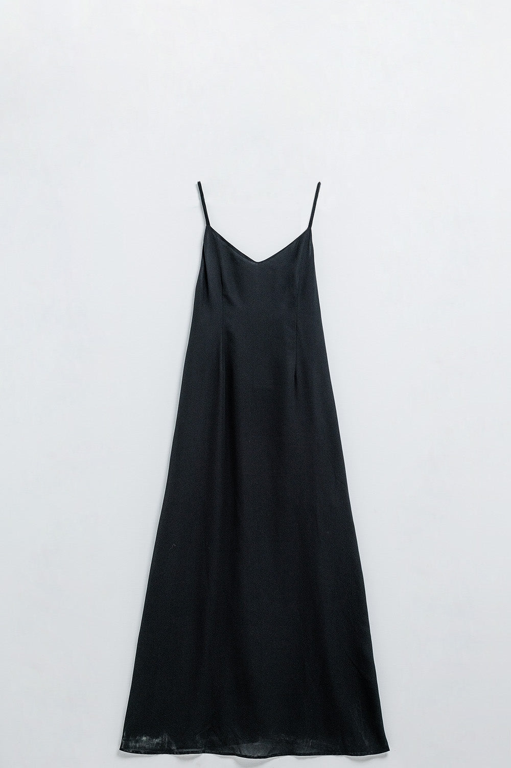 Q2 Black double layer satin dress with straps