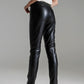 black faux leather effect skinny pants