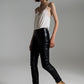 black faux leather effect skinny pants