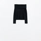 Q2 black fine knit sweater with wide boat neck