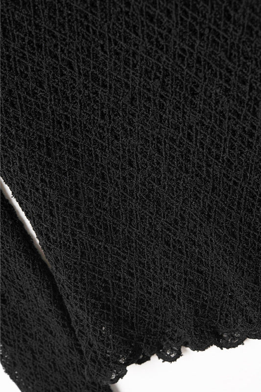 black flared long sleeve t-shirt in lace fabric