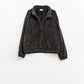 Q2 Black fluffy v-neck sweater