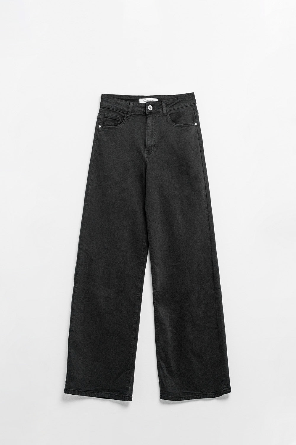 Q2 Black high-waisted wide-leg pants