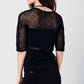 Black knitted top with lace contrast detail