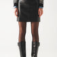 Black leather effect miniskirt