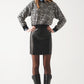 Black leather effect miniskirt