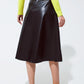 Black Leatherette buttoned Midi skirt