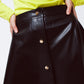 Black Leatherette buttoned Midi skirt