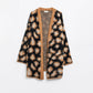 black Leopard print cardigan made of knitted fabric with wool