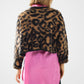 black Leopard print sweater made of knitted fabric with wool