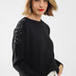 Q2 Black long sleeves sweater with sequins on the shoulders