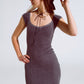 Q2 Black Midi Thick Rib Bodycon Dress With Cap Sleeves