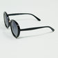 Black Oval Shaped Sunglasses with metal gold detail