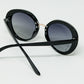 Black Oval Shaped Sunglasses with metal gold detail