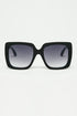 Q2 black Oversized square sunglasses with golden metallic detail