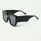 Black pin-up style sunglasses with geometric design and cat eyes