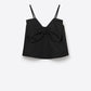 Black poplin crop top with bow detail