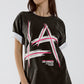 Q2 Black Relaxed t-shirt printed LA Los Angeles logo