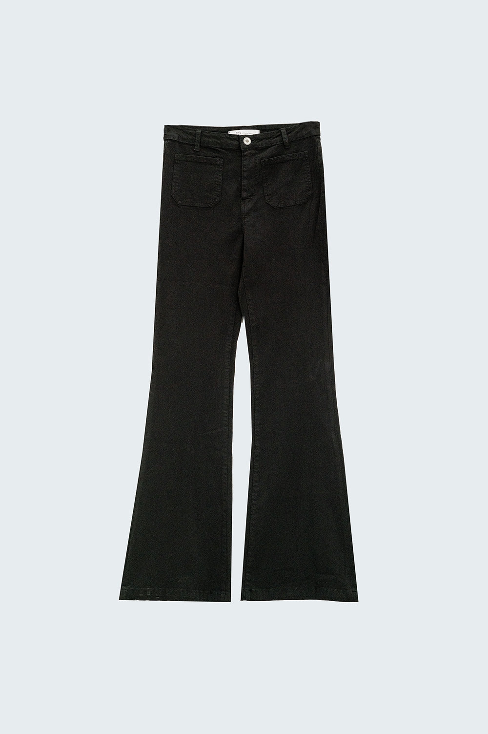 Black Skinny Flared Jeans With Front Pocket Detail