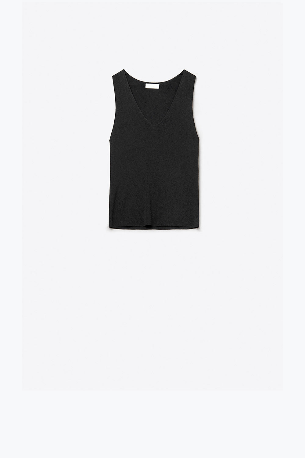 Q2 Black sleeveless fine knitted top With V-Neck