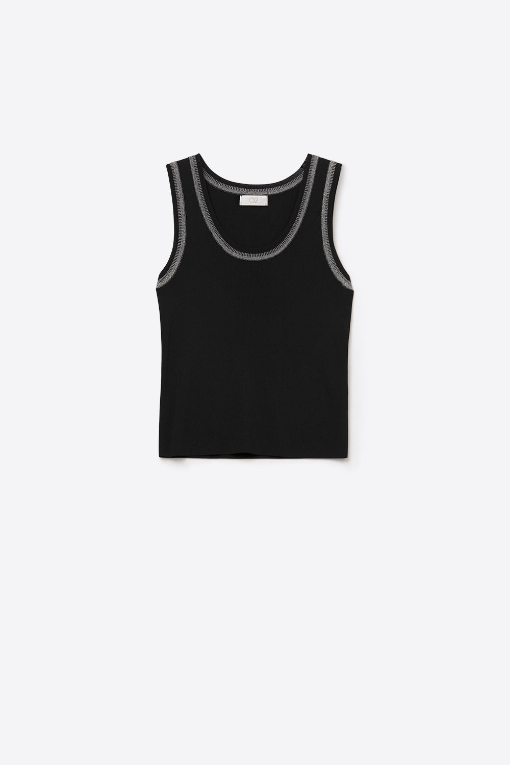 Q2 Black Sleeveless Knit Top with Metallic Trim
