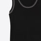 Black Sleeveless Knit Top with Metallic Trim