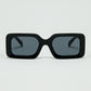 Q2 Black square sunglasses with brown animal print on the side