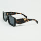 Black square sunglasses with brown animal print on the side