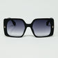 Q2 Black square sunglasses with gold detail on the side