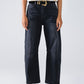 Q2 Black Straight Jeans With Seam Detail