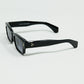 Black sunglasses with oval frame with gold detail