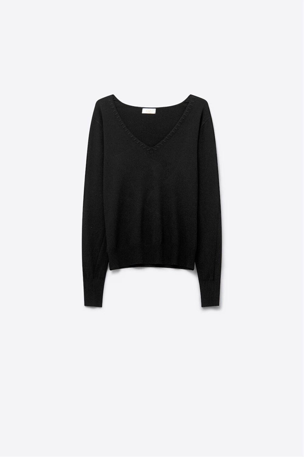 Q2 Black sweater with V neckline