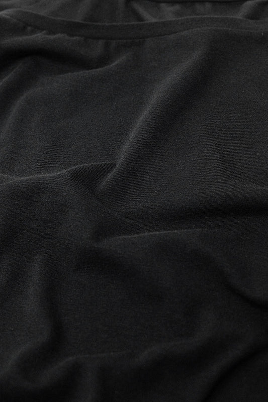 Black T-shirt made of fine stretch fabric with a boat neck