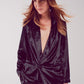 Q2 Black velvet oversized blazer