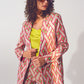 Q2 Blazer in pink geometric print