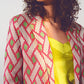 Blazer in pink geometric print