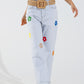 Bleached Relaxed Jeans With Multicolor Floral Design