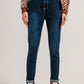 Q2 Blend cotton straight leg jeans in mid blue