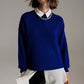 Q2 Blue chunky knitted relaxed Jumper