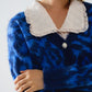 blue leopard print cardigan made of knitted fabric with wool