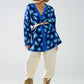 Blue Leopard print cardigan with wool