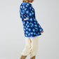 Blue Leopard print cardigan with wool