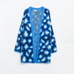 Blue Leopard print cardigan with wool