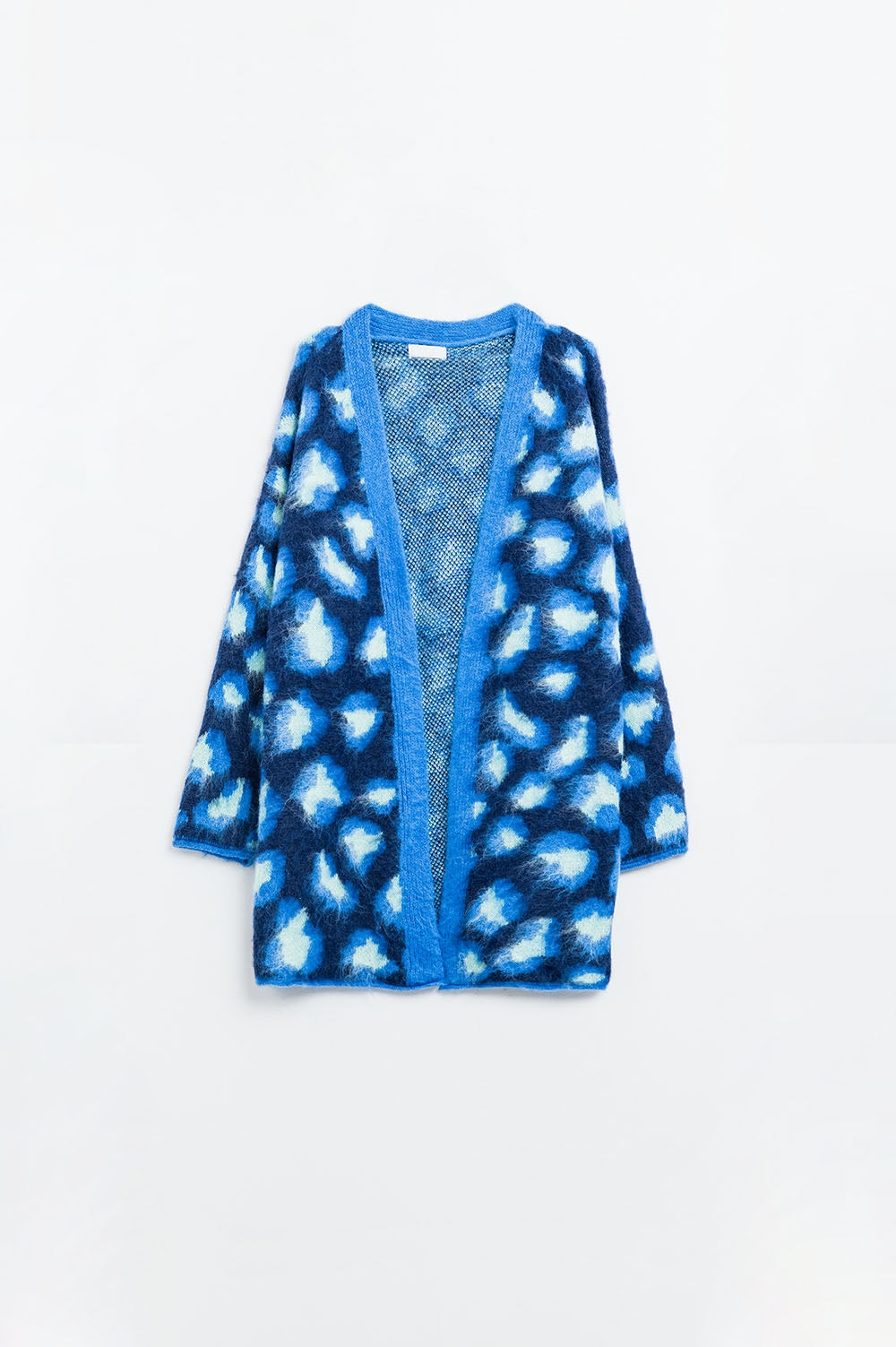 Blue Leopard print cardigan with wool