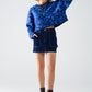 Blue Leopard print sweater made of knitted fabric with wool