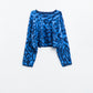 Blue Leopard print sweater made of knitted fabric with wool