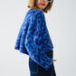 Blue Leopard print sweater made of knitted fabric with wool