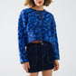 Blue Leopard print sweater made of knitted fabric with wool