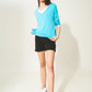 Blue long sleeve v neck top in modal