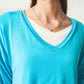 Blue long sleeve v neck top in modal